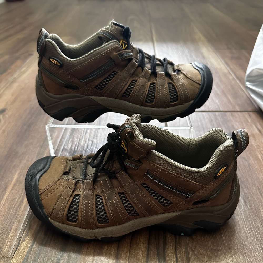 Keen Voyageur Womens Brown Leather Mesh Hiking Shoes Low Top Sneakers Size 8